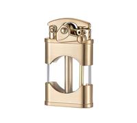 YHBNJIGW Pure copper retro rocker arm kerosene windproof lighter, transparent visible oil tank, reusable, birthday gift for men's father and husband (kerosene not included)(Gold)