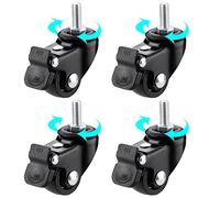 YHBZ 4pcs Trolley Swivel Castor Wheels,Heavy Duty Furniture Caster Replacement,with Brake Lockable,M6/M8/M10 Screw rod-Black feet wheel,M6-4brakes