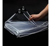 YHBZ Heavy Duty PVC Tarp,Waterproof Clear Tarpaulin with Eyelets,1x1.5m 2x3m 4x5m 2.5x8m Foldable Transparent Tarpaulin Cover,Home Soft Glass Rainproof,0.35mm Thick,1.3x2.5m/4.2 * 8.2ft-T