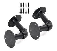 YHBZ Industrial Shelf Bracket,Metal Shelving Support,Black Wall Bracket,Floating Shelf Bracket,Φ25mm Iron Pipe Bracket,Complete Accessories,2-Piece Set,12.5cm/5in