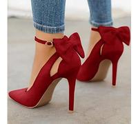 YHCS Women Pointed Toe High Heels Woman Thin Heels Ladies Sexy Pumps Ladies Buckle Strap Female Fashion Bowknot Shoes Plus Size 34-43