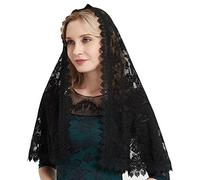 YHDDYG Lace Mantilla Catholic Veil Chapel Veil Catholic Mass Rose Lace Veil Latin Mass Headcovering S97, Black Veil, One Size