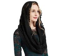 YHDDYG Mantilla Veil Catholic Mass veil Catholic Church Mantilla Lace Headcovering for Church S97 - Black - One Size