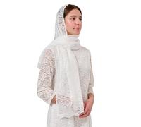 YHDDYG Rectangular Chapel Veil Scarf Rose Chapel Veil Mass Veil Long Shawl Floral Lace Mantilla Orthodox Veil S120, Ivory, One Size
