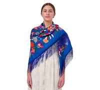 YHDDYG Traditional Mexican Shawl Scarf Wrap Tassel Fringes Cinco de Mayo Scarf Classic Ethnic Shawl N1, Royal Blue, One Size