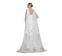 YHDDYG Wildflower Floral Embroidery Shoulder Cape Veil Secret Garden Veil with Comb Cathedral Length Bridal Wedding Veil S117, Ivory Tulle, 2.2M