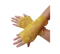 YHDDYG Women Lace Glove Fingerless Party Gloves S62, Yellow, One Size