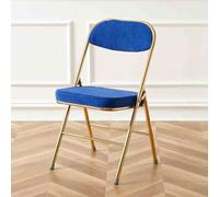 YHDMDQ Padded Folding Chair, Metal Foldable Dining Chair Office Chair, Portable Folding Stool Kitchen Stool For Home Office Meeting Room(Blue,Gold Frame)
