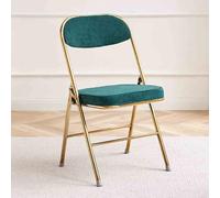 YHDMDQ Padded Folding Chair, Metal Foldable Dining Chair Office Chair, Portable Folding Stool Kitchen Stool For Home Office Meeting Room(Dark Green,Gold Frame)