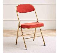 YHDMDQ Padded Folding Chair, Metal Foldable Dining Chair Office Chair, Portable Folding Stool Kitchen Stool For Home Office Meeting Room(Red,Gold Frame)