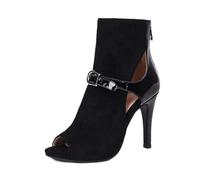 YhdtHSF 11CM Women's Cutout Ankle Booties, Peep Toe Buckle Stiletto Heel Sandals for Club, Party, Office,Black,5 UK