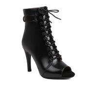 YhdtHSF 9.5CM Women's Peep Toe Lace-Up Ankle Boots, Stiletto Heel Booties with Back Zipper,Black,4 UK