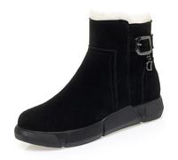 YhdtHSF Women's Ankle Boots Short Flat Low Heel Dress Casual Classic Booties,Black,3 UK