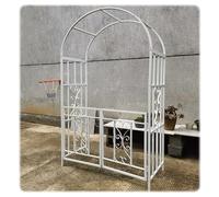 YHDZWY Rose Arch Metal, Garden Arbor With Gate For Climbing Vines And Plants, Archway Trellis Heavy Duty For Outdoor Lawn Backyard, Wedding Party Decoration, Black H210 X W114 Cm (Color : Cream)