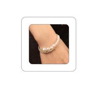 Yheahin Bridal Multi Rows Pearl Cuff Bracelet Sparkly Rhinestone Stretch Wrap Bangle 1920s Pearl Bracelet Jewelry for Women, Standard size, Crystal Metal Rhinestone, Rhinestone
