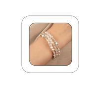 Yheahin Bridal Multi Rows Pearl Cuff Bracelet Sparkly Rhinestone Stretch Wrap Bangle 1920s Pearl Bracelet Jewelry for Women, Standard size, Crystal Metal Rhinestone, Rhinestone