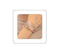Yheahin Bridal Multi Rows Pearl Cuff Bracelet Sparkly Rhinestone Stretch Wrap Bangle 1920s Pearl Bracelet Jewelry for Women, Standard size, Crystal Metal Rhinestone, Rhinestone