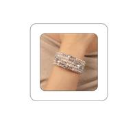 Yheahin Bridal Multi Rows Pearl Cuff Bracelet Sparkly Rhinestone Stretch Wrap Bangle 1920s Pearl Bracelet Jewelry for Women, Standard size, Crystal Metal Rhinestone, Rhinestone