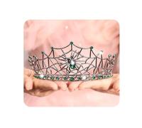Yheahin Gothic Black Crown for Women Spider Web Crystal Tiaras Rhinestone Queen Crown Headpiece for Halloween Cosplay Costume Party Hair Accessories Photo Props, Standard size, Alloy, Crystal