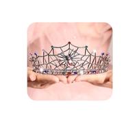 Yheahin Gothic Black Crown for Women Spider Web Crystal Tiaras Rhinestone Queen Crown Headpiece for Halloween Cosplay Costume Party Hair Accessories Photo Props, Standard size, Alloy, Crystal