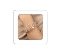 Yheahin Multi-Layered Pearl Crystal Bracelet Cuff Sparkly Rhinestone Wrap Stretch Bangle Bridal 1920s Pearl Rows Wrist Jewelry for Women, Standard size, Crystal, Rhinestone