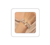 Yheahin Multi-Layered Pearl Crystal Bracelet Cuff Sparkly Rhinestone Wrap Stretch Bangle Bridal 1920s Pearl Rows Wrist Jewelry for Women, Standard size, Crystal, Rhinestone
