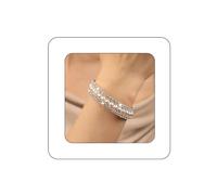 Yheahin Multi-Layered Pearl Crystal Bracelet for Women Vintage Rhinestone Strand Row Cuff Bracelet Stretchy Wrap Wrist Bracelet Accessories for Bridal Wedding Parties, Standard size, Crystal Metal
