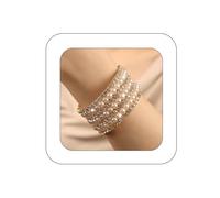 Yheahin Multi-Layered Pearl Crystal Bracelet for Women Vintage Rhinestone Strand Row Cuff Bracelet Stretchy Wrap Wrist Bracelet Accessories for Bridal Wedding Parties, Standard size, Crystal Metal