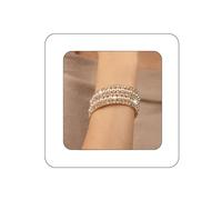 Yheahin Multi-Layered Pearl Crystal Bracelet for Women Vintage Rhinestone Strand Row Cuff Bracelet Stretchy Wrap Wrist Bracelet Accessories for Bridal Wedding Parties, Standard size, Crystal Metal