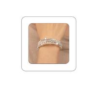 Yheahin Multi Row Pearl Bracelet for Brides, 1920s Bling Rhinestone Elastic Bracelet for Women Jewelry, Standard size, Rhinestone