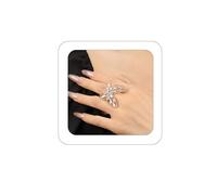 Yheahin Vintage Crystal Big Heart-Shaped Ring for Women Multi Color Rhinestone Butterfly Adjustable Ring Thick Heart Gold Statement Ring Jewelry for Bridal Wedding Party, Crystal Rhinestone Metal