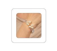 Yheahin Vintage Multi Row Pearl Crystal Cuff Bracelet for Women Rhinestone Stretchy Wrap Bangle Wrist Bracelet Accessories for Bridal Wedding Parties, Standard size, Rhinestone, Rhinestone