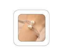 Yheahin Vintage Multi Row Pearl Crystal Cuff Bracelet for Women Rhinestone Stretchy Wrap Bangle Wrist Bracelet Accessories for Bridal Wedding Parties, Standard size, Rhinestone, Rhinestone