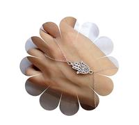 Yheakne Boho Hamsa Finger Ring Bracelet Silver Hand Slave Bracelet Minimalist Wrist Bracelet Vintage Futian Ring Bracelet Hand Chain Jewelry for Women and Girls