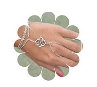 Yheakne Boho Layered Finger Bracelet, Silver Slave Bracelet, Hand Slave Bracelet, Retro Ring Bracelet, Everyday Bracelet, Ring, Hand Chain Jewellery for Women and Girls