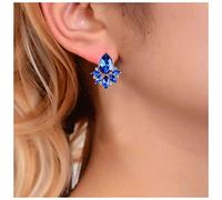 Yheakne Boho Teardrop Sapphire Stud Earrings Blue Crystal Waterdrop Earrings Luxury Wedding Rhinestone Jewelry for Women and Girls