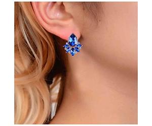 Yheakne Boho Teardrop Sapphire Stud Earrings Blue Crystal Waterdrop Earrings Luxury Wedding Rhinestone Jewelry for Women and Girls