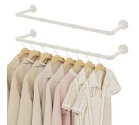 YheenLf 100cm Industrial Pipe Clothes Rail, Hanging Rod, White, 2 Pack