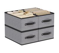 YheenLf Collapsible Storage Boxes, Open Foldable Baskets for Organizing with Handles, Fabric Containers Cubes for Wardrobe, Closet, Gray, 41×25×16.5cm, 4-Pack