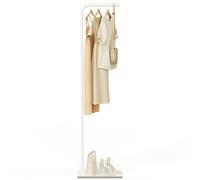 YheenLf Free Standing Coat Stand, L- shape Clothes Raill, Clothing Rack for Small Space, Stable Rock Base, Suitable for Outerwear, Clothes, Handbags,180cm, White