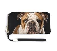 YHEGBFD Leather Purse,English-Bulldog Print Womens Wallet,travel Wallet,wrist Strap Long Purse,leather Zip Around Wallet, style, 20.0*10.5cm, Modern