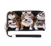 YHEGBFD Leather Purse,English Bulldogs Print Womens Wallet,travel Wallet,wrist Strap Long Purse,leather Zip Around Wallet, style-35, 20.0*10.5cm, Modern