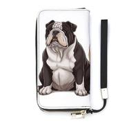 YHEGBFD Leather Purse,English Bulldogs Print Womens Wallet,travel Wallet,wrist Strap Long Purse,leather Zip Around Wallet, style, 20x10.5cm, Modern