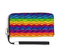 YHEGBFD Leather Purse,Gay Pride Rainbow Pattern Print Womens Wallet,travel Wallet,wrist Strap Long Purse,leather Zip Around Wallet, style-18, 20.0*10.5cm, Modern