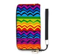 YHEGBFD Leather Purse,Gay Pride Rainbow Pattern Print Womens Wallet,travel Wallet,wrist Strap Long Purse,leather Zip Around Wallet, style, 20x10.5cm, Modern