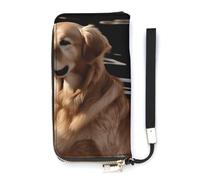 YHEGBFD Leather Purse,Golden Retrievers Print Womens Wallet,travel Wallet,wrist Strap Long Purse,leather Zip Around Wallet, style, 20x10.5cm, Modern