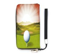 YHEGBFD Leather Purse,Golf Sport Print Womens Wallet,travel Wallet,wrist Strap Long Purse,leather Zip Around Wallet, style, 20x10.5cm, Modern