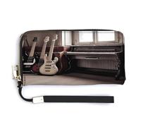 YHEGBFD Leather Purse,Guitar Bass Print Womens Wallet,travel Wallet,wrist Strap Long Purse,leather Zip Around Wallet, style-27, 20.0*10.5cm, Modern