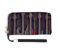 YHEGBFD Leather Purse,Guitar Pattern Print Womens Wallet,travel Wallet,wrist Strap Long Purse,leather Zip Around Wallet, style, 20.0*10.5cm, Modern