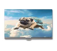 YHEGBFD Metal Business Card Case,Funny Turtle Pug Dog Print Business Card Holder,business Card Box,slim Business Card Case for Men & Women